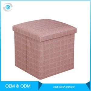 Foldable Printing PU Storage Ottoman for Home Living