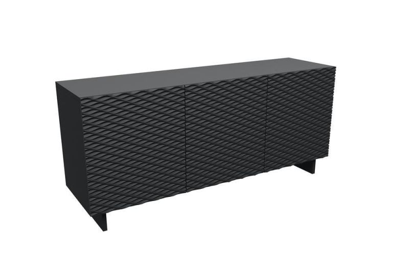 Modern Living Room Furniture Corrugated Board Wooden Black Coffee Table Side Table Cabinet