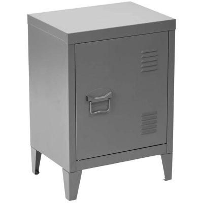 Home Furniture Grey Metal Low Bedside Storage Cabinet Nightstand