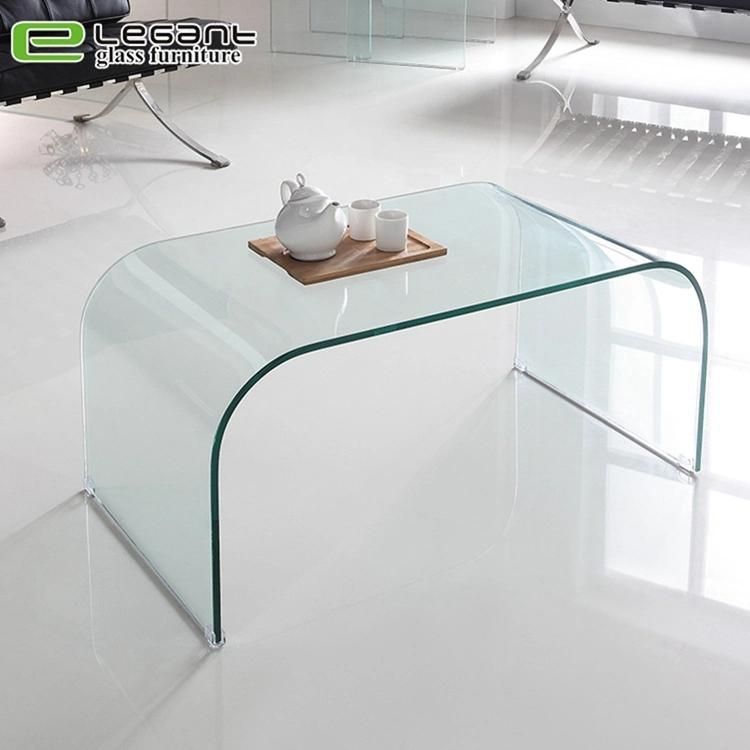 Round Corner Glass Center Table in Grey Color