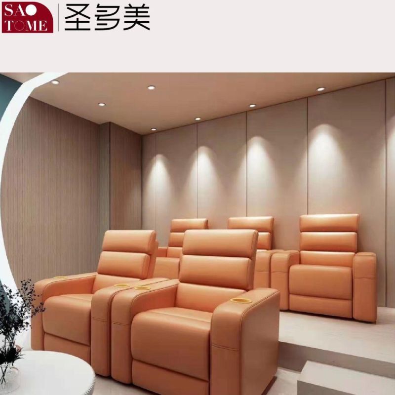 Modern Comfortable Private Theater Leather Multiple Combination Ways Double Armrest Unit Functional Sofa