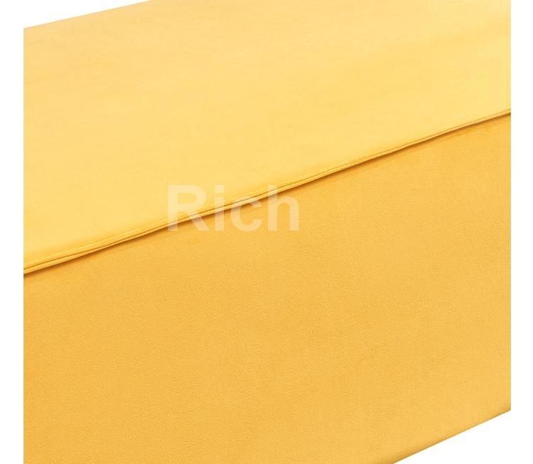 Modern Furniture Square Yellow Fabric Velvet Sofa Footstool Ottoman Big Size for Living Room