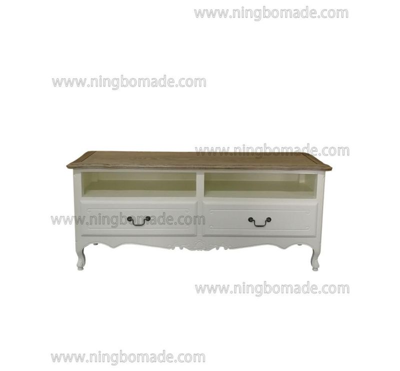 Nordic Louis Style Household Furniture Natural Top and Louis White Down TV Stand