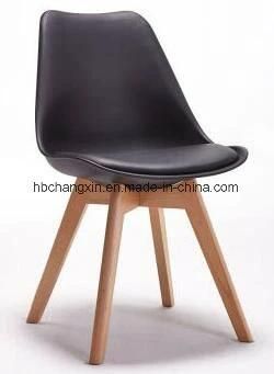 Modern Solid Wood Legs Plastic Chair Seat with PU Cushion