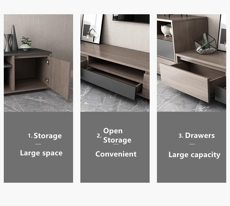 Simple Design Dark Grey Mixed Black Color Living Room Furniture Storage Drawers TV Stand