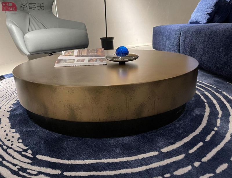 Italian Style Luxurious Family Living Room Wooden Metal Paint Round Table