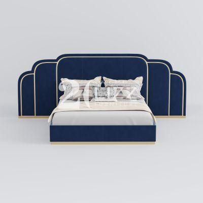 Hot Selling Home Genuien Leather 1.8 M Double King Bed for Hotel Bedroom Set European Solid Wood Bed