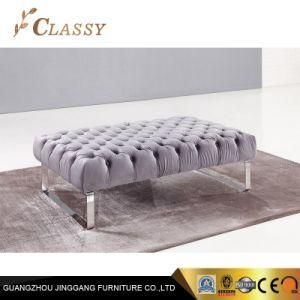 Silver Metal Chair Hotel Bedroom Velvet Bench