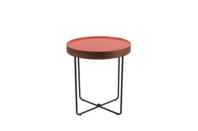 4 Legs Coffee Table Orange Color Round Fashionable Side Table