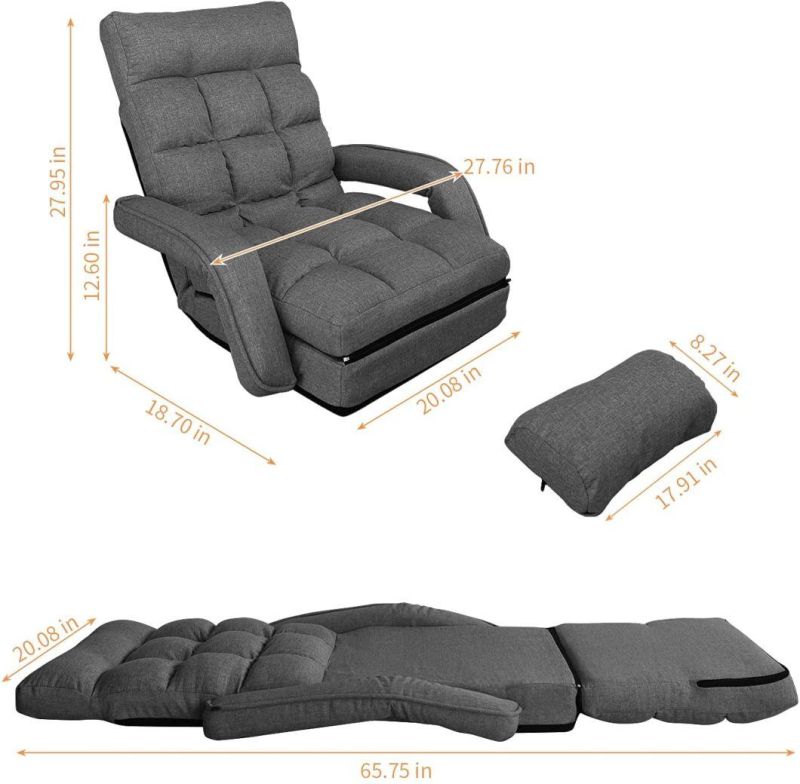 Japanese Adjustable Folding Lazy Sofa with Armrests Floor Chair