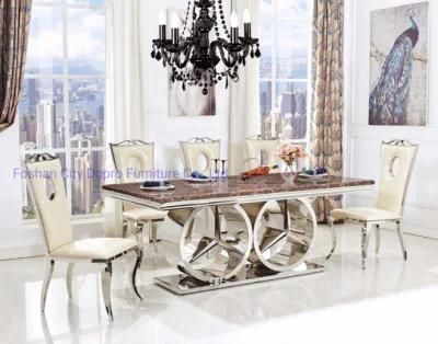 Stainless Steel Marble Top Antique Home Furniture Dining Table