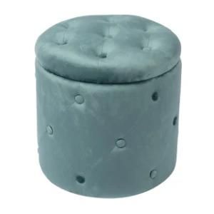 Knobby Factory Price Round Velvet Storage Ottoman Stool