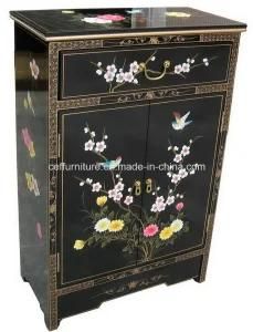 Lacquer Antique Luxury Gloss Black Landscape Oriental Furniture Cabinet