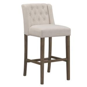 Simple High Wood Bar Stool Fabric Leisure Chair