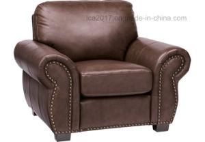 Living Room Modern Sofa with Top-Grain Leather Chair