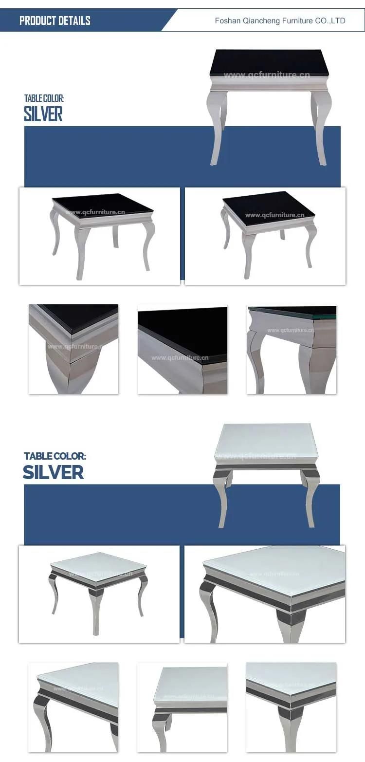 Modern Living Room Furniture Silver Stainless Steel Marble Side Table