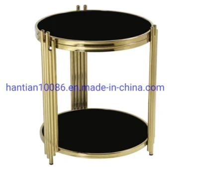 Small End Side Table Modern Coffee Table Metal Home Furniture Two Layer Glass Table