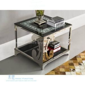 Classy 2 Shelves Tempered Glass Square Tea Table (HW-0079-1T)