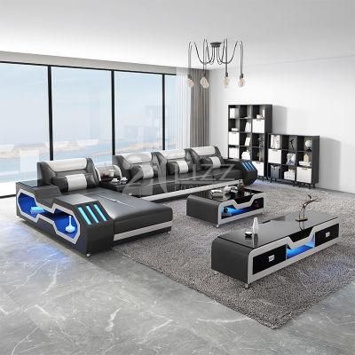 Australia Popular Home Living Room Furniture Modern Leather LED Smart Sofa