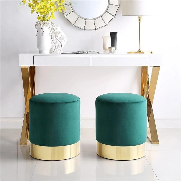 Lining Room Pouf Velvet Fabric Footstool Ottoman