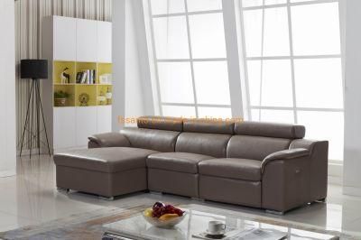 Modern European Style Living Room Home Furniture Top Grain Leather Electric Recliner Sectional Sofa