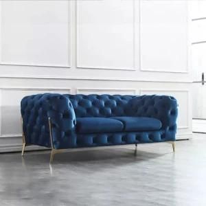 Nordic Light Luxury Sofa Combination Postmodern Pull-Button Velvet Web Celebrity Sofa Size Family Living Room Metal Furniture