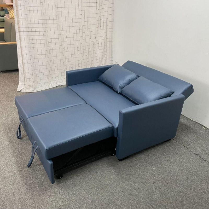 Modern Minimalist Blue Tech Cloth Living Room Bedroom Apartment Sofabed