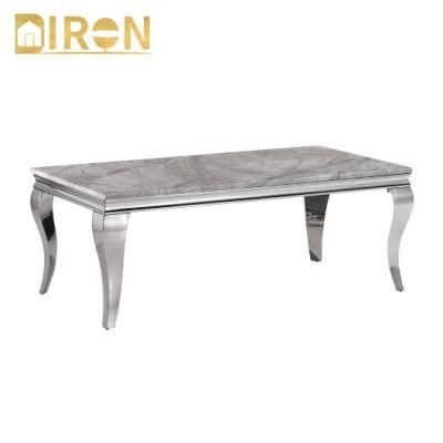 Luxury Modern Elegant Italian Design Gold Stainless Steel Frame Marble Coffee Table