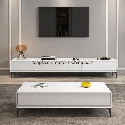 Simple Industrial Coffee Table Combination Marble Top Customized Multi Function Television Metal Frame TV Stand