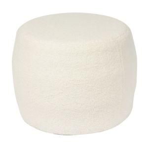 Knobby Berber Fleece Upholstered Round Stool Ottoman Pouf