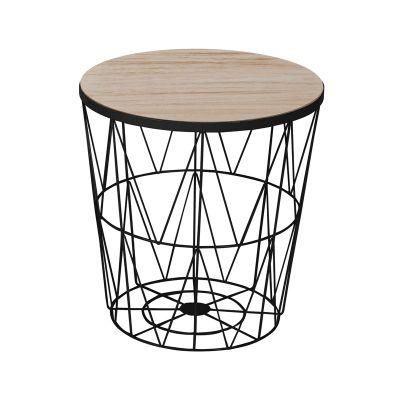 Matt Black Iron MDF Metal Wire Table Round Coffee Table