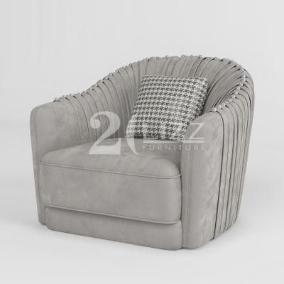 New Arrival Hot Selling Living Room Furniture Modern Wooden Feet Office Grey Fabric Chair Tufted