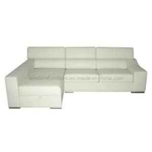 Modern Leather Coner Sofa with Storage, Living Room Sofa (WD-6456)