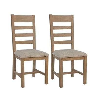 Harrogate Natural Check Slatted Back Dining Chairs - Pair