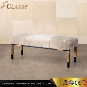 European Popular and New Design Furniture Home Leisure Fabric Metal Stainless Steel Ottoman Bench Chair for Living Room Furniture