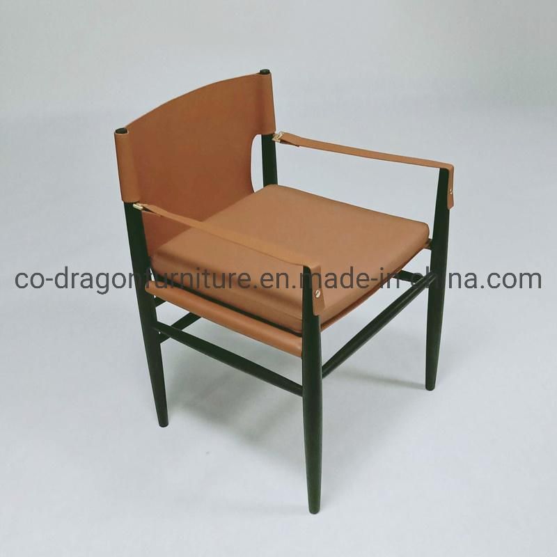 Living Room Furniture Wooden Frame Leather Leisure Chair with Arm