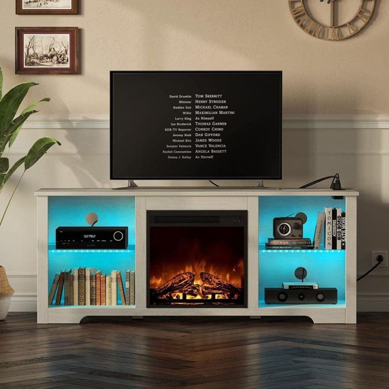 Modern Fireplace TV Stand TV Cabinet TV Console with LED Light for Living Room Bedroom