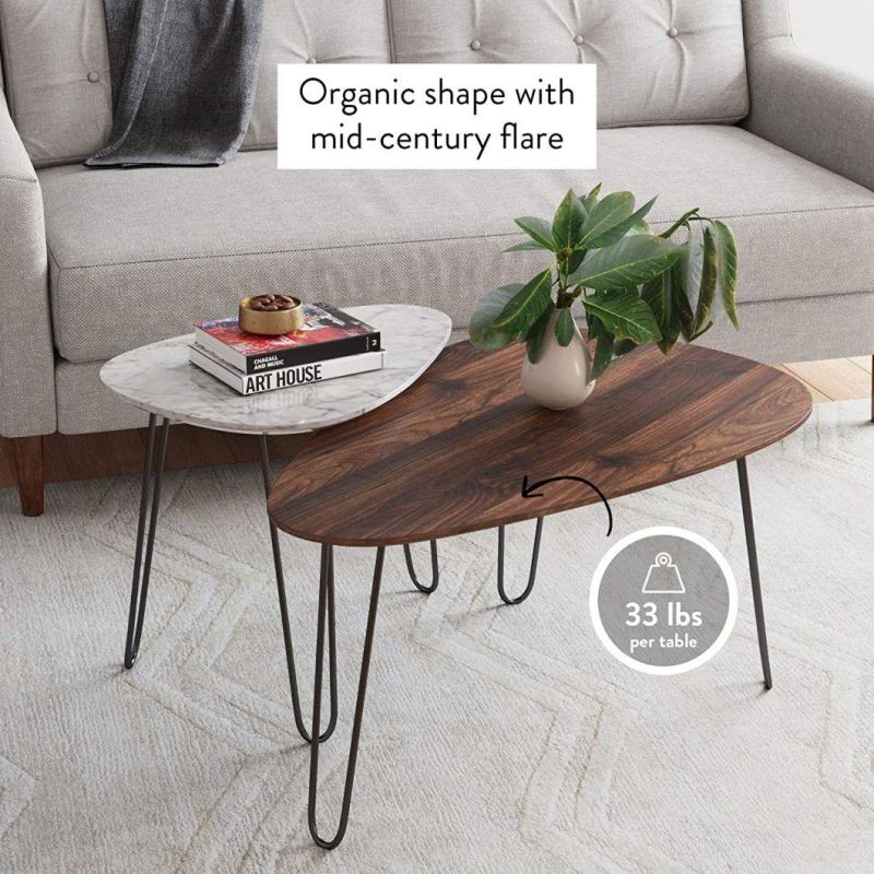 Nathan James MID-Century Nesting Coffee Table Set of 2 Stacking Side or End for Living Room