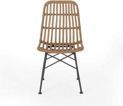Outdoor Park Rattan Dining Chair Indoor Garden Furniture Metal Plastic Wicker Rattan Dining Chair