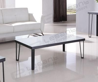 Square Glass Side Table with Iron Legs