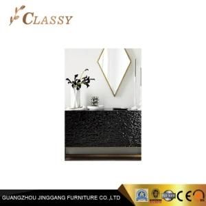 Black Marquina Marble 4 Doors Wooden Cabinet for Living Room