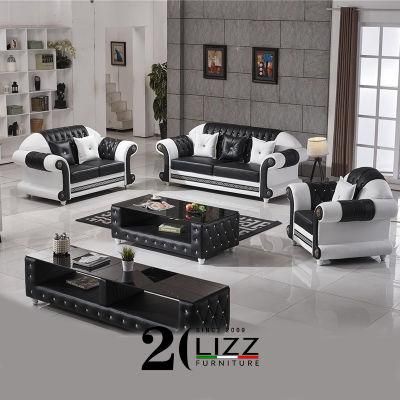 Leisure Chesterfield Home Furniture Living Room Tufted Leather Sofa Set