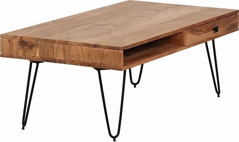 Brown Wooden Coffee Table with a Drawer