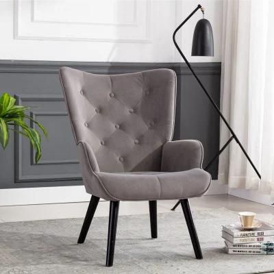 Roomy Design Upholstered Armrest Velvet Living Room Chair
