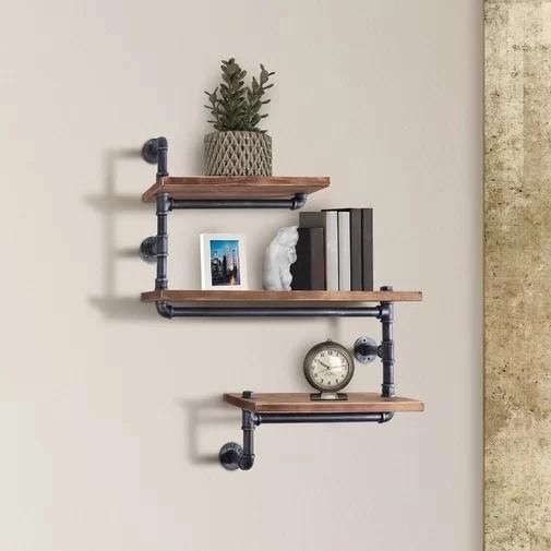 DIY Vintage Industrial Pipe Wall Shelf for Books