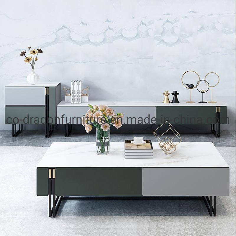 Modern Home Furniture Wooden Marble Top Living Room Coffee Table