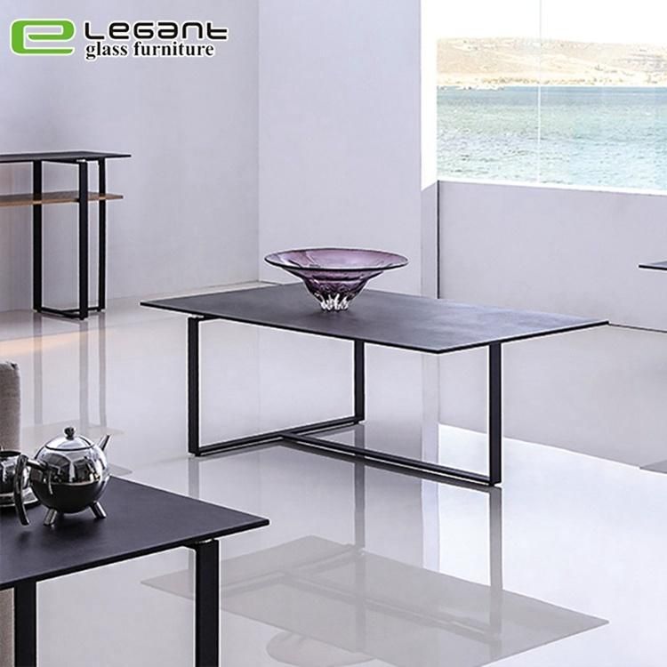 Coffee Shop Rectangle Shape Glass Top Center Table Design