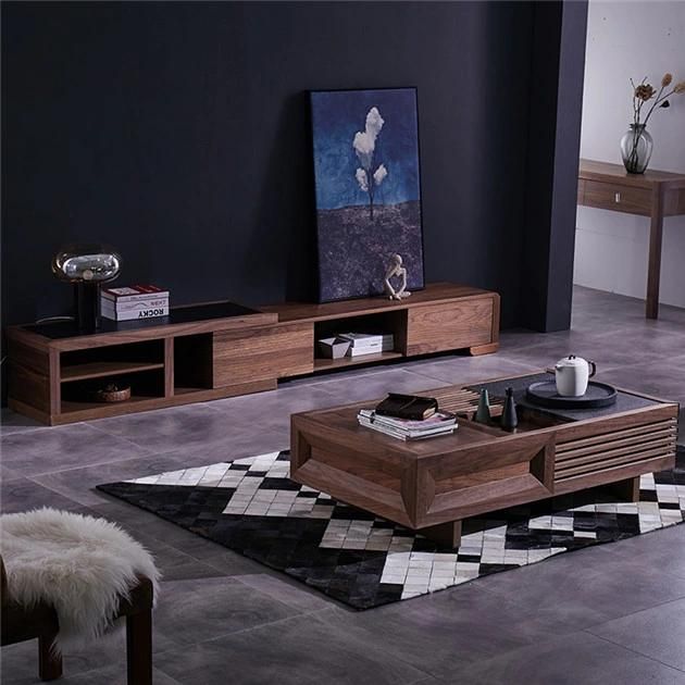 2021 New Model Melamine Board Brown Wood TV Stand Cabinets