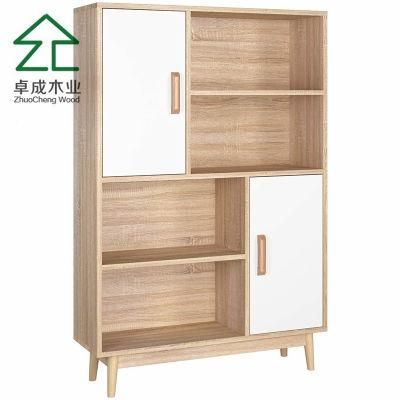 Wihte Color Bookcase MDF Wooden Corner Rack