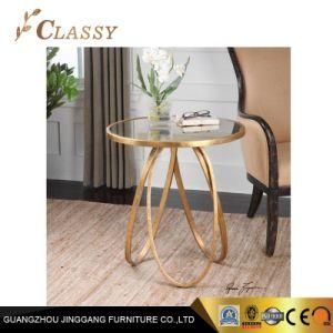Modern Tempered Glass Polished Stainless Steel Coffee Side Table
